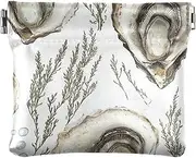 [FRODOTGV] Chic Oyster White PU Leather Small Coin Purse Unique Clasp Wallet Card Holder for Men Women Travel, Chic Oyster White, 4.33"(L) x 3.74"(W) x 0.39"(H), Classic