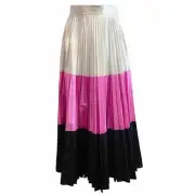 Christopher Kane Silver Multi Stripe Pleated Skirt US 4 6