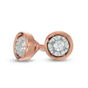 0.05 CT. T.W. Diamond Solitaire Stud Earrings in 10K Rose Gold