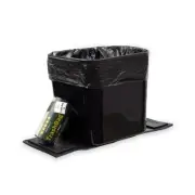 Car Trash Can Garbage Bin with Bag Organizer Waterproof Portable Black Storage
