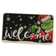 Grinchmas Christmas Welcome Doormat 17x29 Inch, Snowflake Winter Decorative