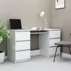 Home Office Desk White Modern Workstation 6 Drawers Computer Writing Table