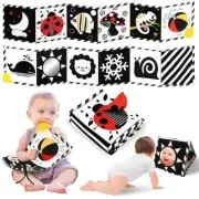 High Contrast Baby Book with Teether, Black and White Baby Book, 0-6-12 Months