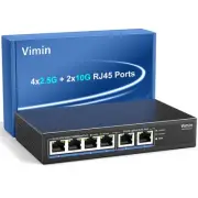 6-Port 10G/2.5G Ethernet Switch with Dual 10GBASE-T, 4X 2.5G +2 x 10Gb RJ45 P...