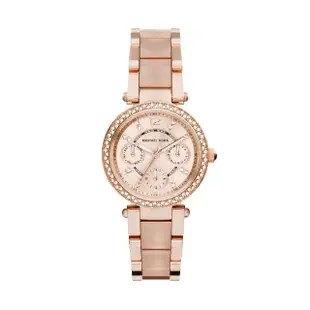 【Michael Kors 官方直營】Parker 魅力奔放玫瑰金鍊帶女錶 手錶 33MM 女MK6110