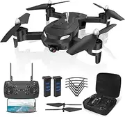 T26 Drone with 1080P Camera - Remote Controlled Foldable FPV Quadcopter with 2 Batteries, 26-30 Minutes Flight Time, 3D Flip, Gravity Sensor, Headless Mode & One Button Start/Landing - Ideal for