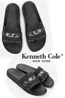 Men's KENNETH COLE Black Grey Camouflage Mixed Slip On Pool Slides Sandals
