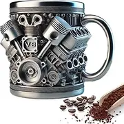 Stainless Steel Coffee Mug - 300ml Coffee Travel Mug | Flask Leakproof Wide Mouth Water Bottle Engine Design for Gym Hiking Picnic Camping Outdoor Activities Travel