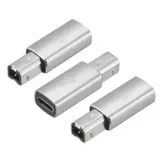 USB C Female to MIDI Convert Adapter, Type-C to USB B Adapter Silver, 3pcs