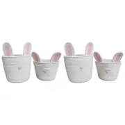 2x 2pc LVD Cotton Storage Basket Bunnykins Nursery Room Decor 30/24cm WHT/Pink