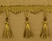 Beaded FRINGE Trim for DRAPERY / UPHOLSTERY in (Gold / Brown) Per Yard