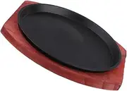Mipcase Sizzling Cast Iron Grill Plate Electric Baking Pan Barbecue Pan Cast Iron for Family Gatherings