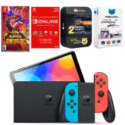 Nintendo Switch Neon Red/Blue OLED + Pokemon Scarlet + NSO 1 Year Membership