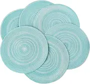 PEKING Round Placemats Set of 6, Cotton Woven Placemat Heat-Resistant Non-Slip Washable Table Mats for Dining Table 38cm