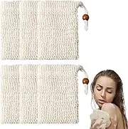 SGERUFZ Organic Soap Bags, Pack of 6 Soap Bags for Showering, Made of 100% Sisal Cotton, Soap Bags for Solid Soap, Mesh Soap Bags for Solid Soap, Natural Soap Bags
