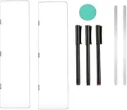 Snblzhef 2 Pack Monitor Memo Whiteboard,Magnetic Sticky Note Holder Dry Erase Board for Computer with Self-Adhesive Metal Strips