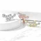 Lined Triple CZ Daith Helix Tragus Ear Cartilage Barbell Stud Earrings