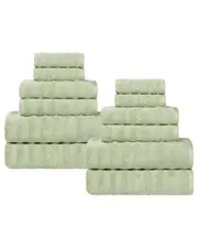 Superior Zuma Zero Twist Cotton Medium Weight Soft Absorbent 12pc Towel Set