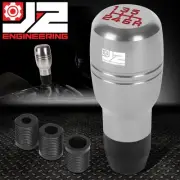 J2 6-SPEED MT MANUAL ALUMINUM BARREL TYPE CYLINDRICAL SHIFT KNOB+ADAPTERS SILVER