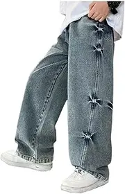 [Generic] Boy's Fashion Jeans Denim Elastic Waist Summer Leisure Style Loose Cute Elasticity Streetwear Toddler Trousers