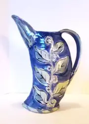 Vintage Studio Art Pottery Handcrafted by RAVANEL / Hand-painted Pitcher