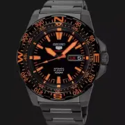 SEIKO 5 Sports SRP547K1 Automatic Watch Black Orange Day Date Steel Mini Monster