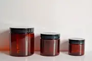 2oz 4oz and 8oz PET Plastic jars with Lid From 3 Pack to Bulk Amber