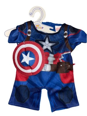 NWT Build-a-Bear Marvel Captain America Costume & Shield Teddy Bear Outfit Hero