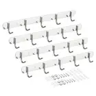 Coat Hook Rack, Stainless Steel Wall Mounted with 5 Hooks Wall Hangers 4Pcs