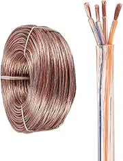 26/4 AWG Clear PVC Covered Copper Electrical Wire, 26AWG 4Conductor 30ft Insulated Heat Resistant Flexible Car Audio Cable for for Audio Speakers, Household Appliances and LED Light Strips(60ft)