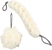 Oneyijun 2Pcs Set Loofah Shower Puff Ultra Soft Mesh Bath Sponges for Adults Exfoliating Scrubbing and Cleaning Body Scrubbers for Use in Shower (Beige)