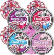 Crazy Aaron's Putty Mini Tins Love Letter Lots of Love (Kisses), Be Mine (Hearts), Hug Me (XOX) and Love is in The Air (Scented) Gift Set Bundle - 4 Pack (13.3g Each)