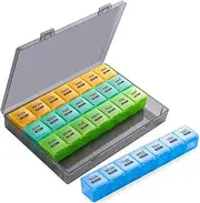 Monthly Pill Organizer, Pill Organizer 28 Day Pill Box Organized by Week, Pill Cases with Dust Proof Container for Pills, Fish Oil, Vitamin,Supplements (grey)