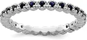 [Stackable Expressions] 925 Sterling Silver Polished Prong set Patterned Stackable Created Sapphire Ring Size 7-Stackable-Ring for Women