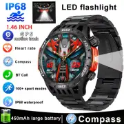 Smart Watch Compass GPS Track Flash Light Waterproof Wristband Fitness Tracker