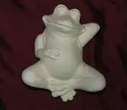 Ceramic Bisque Goofy Frog Reclining on Back Sunbathing U-Paint Ready to Paint