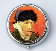 Van Gogh self portrait bandage Pill case pillbox box holder fine art painting