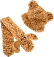 [ANDRESLAD] Hat Scarf Has Winter Hats Winter Hat for Men Leopard Beanie Tigers Hat Hat and Scarf Cute Beanies Tiger Beanie Plush Basin Hat Bear Hat Snow Hat Light Brown Polyester