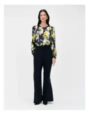[Veronika Maine] Stretch Suiting Belted Flared Pant in Blue