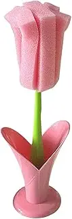 Bottle Brush - Clean Detachable Sponge, Long Handle Flat Scrubber | Household Cup Brusque for Wine Glass, Pet Bowl, Bathroom Sink, Travel Mug