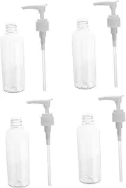EXQUIMEUBLE 4PCS Liquid Bottle Dispenser Portable Shampoo Containers with Press Pump for Travel Outdoor Home Use Storage for Lotion Essence Body Wash White