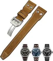 [NEWNAN] 22mm Genuine Leather Watchband For IWC Big Pilot Watch Mark 18 Spitfire TOP GUN Hamilton Cowhide Soft Watch Strap