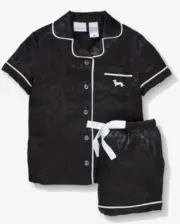 Peter Alexander Jnr Girls Leopard Jacquard Chic Satin Pj Set Size 4 BNWT