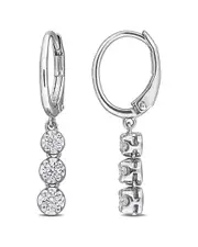 Created Forever Silver 0.48 ct. tw. Lab-Grown Diamond 3 Stone Earrings