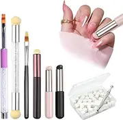 STNRST-IN Nail Art Brushes, 106pcs Reusable Chrome Powder Applicator Flat Oval Fine Gel Nail Brush, Nails Art Kit with Dotting Pen, Silicone Brushes, Soft Sponges for Ombre, Crystal Acrylic Tool Set