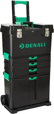 Amazon Brand - Wheeled Work Center and Tool Box, Black, 29 X 46 X 82 Cm