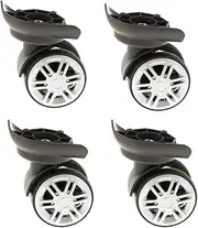 [MISETA] WEIMEI - 4 Pieces 360 Swivel Luggage Wear Resistant Wheel Suitcase Replacement Repair Wheels Dual Roller Bearing Caster Roller (YJ-002 Black)