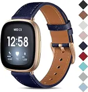 [CeMiKa] Leather Strap Compatible with Fitbit Sense/Fitbit Versa 3 Strap, Genuine Leather Straps Replacement Wristband Compatible with Fitbit Versa 3/Fitbit Sense Strap for Women Men