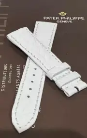 Patek Philippe Watch Strap 20 x1 6mm Mat Finish WHITE Alligator Swiss Made NWT