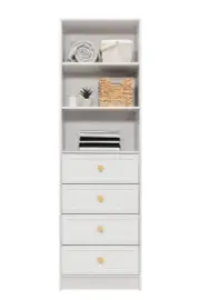 Malmo 3 Shelf 4 Drawer Walk In Wardrobe - White - Hamptons - Round Brass